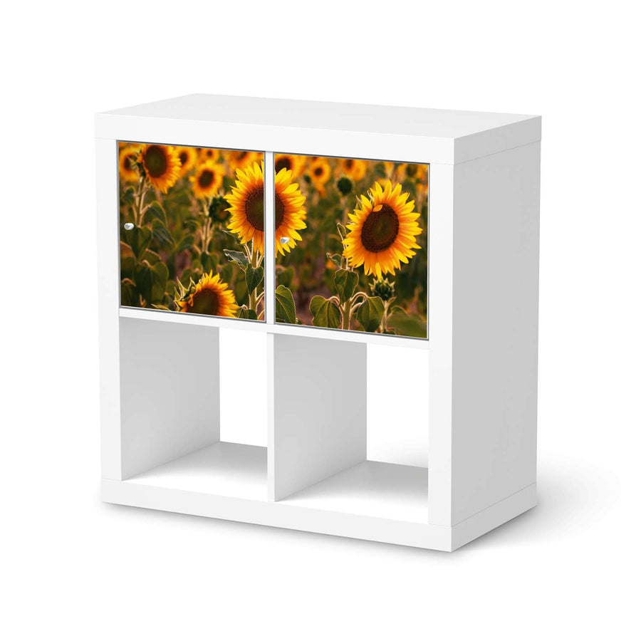 Möbel Klebefolie Sunflowers - IKEA Expedit Regal 2 Türen Quer  - weiss