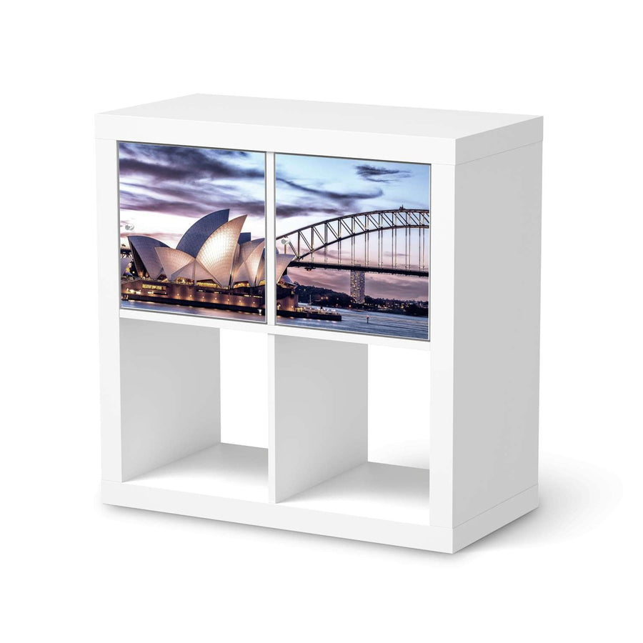 Möbel Klebefolie Sydney - IKEA Expedit Regal 2 Türen Quer  - weiss