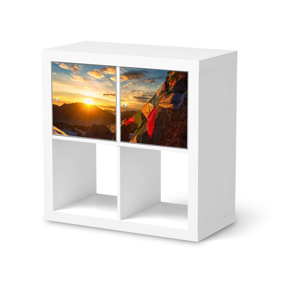 Möbel Klebefolie Tibet - IKEA Expedit Regal 2 Türen Quer  - weiss