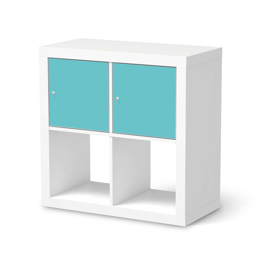 Möbel Klebefolie Türkisgrün Light - IKEA Expedit Regal 2 Türen Quer  - weiss