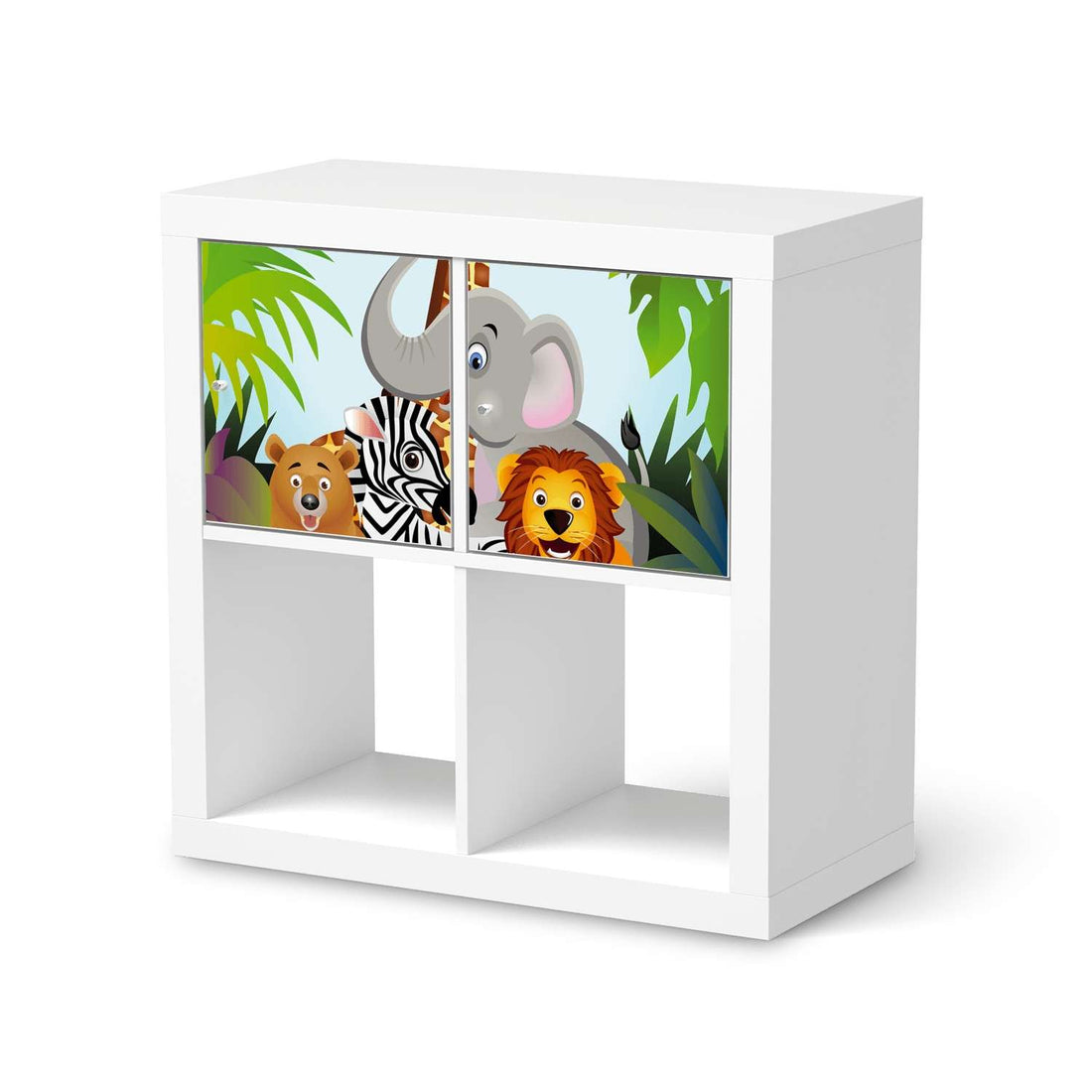 Möbel Klebefolie Wild Animals - IKEA Expedit Regal 2 Türen Quer  - weiss