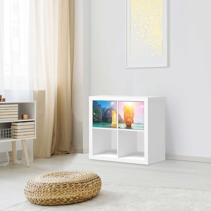 Möbel Klebefolie Blue Water Lagoon - IKEA Expedit Regal 2 Türen Quer - Wohnzimmer