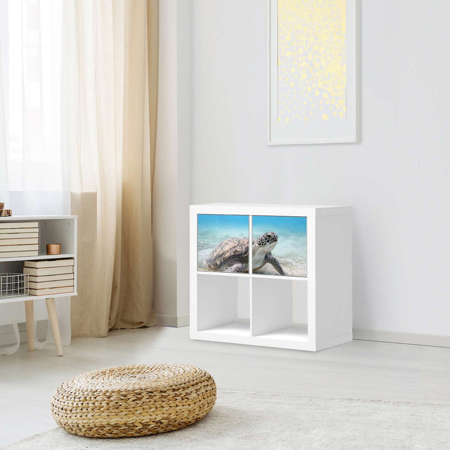 Möbel Klebefolie Green Sea Turtle - IKEA Expedit Regal 2 Türen Quer - Wohnzimmer