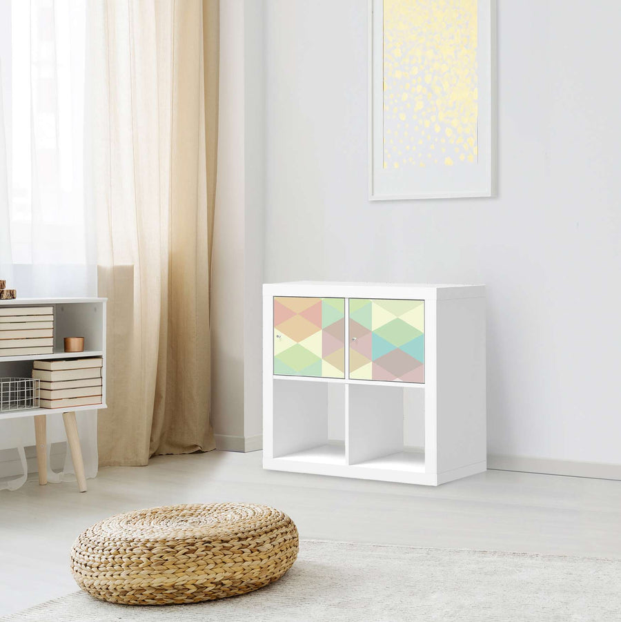 Möbel Klebefolie Melitta Pastell Geometrie - IKEA Expedit Regal 2 Türen Quer - Wohnzimmer
