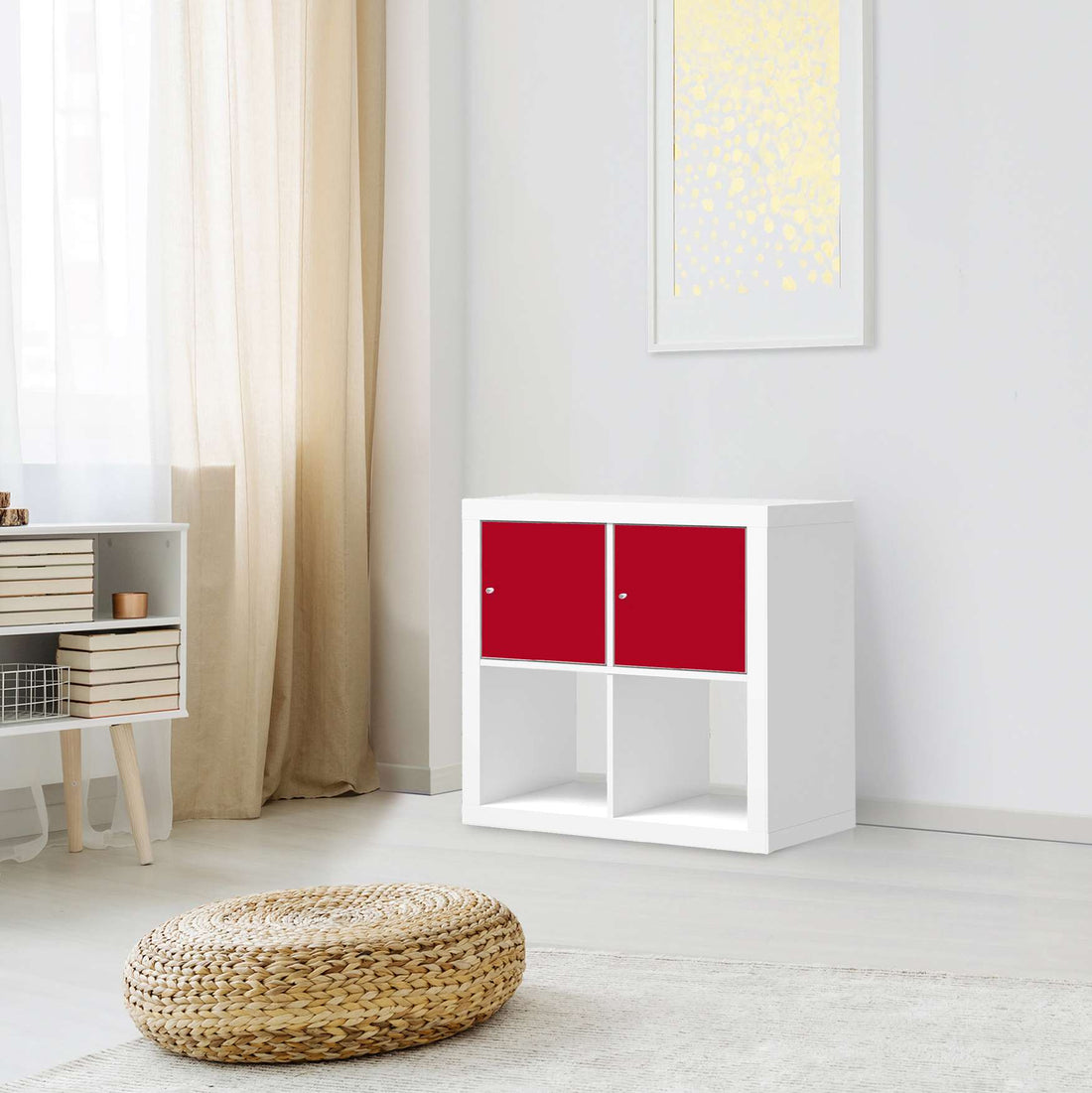 Möbel Klebefolie Rot Dark - IKEA Expedit Regal 2 Türen Quer - Wohnzimmer