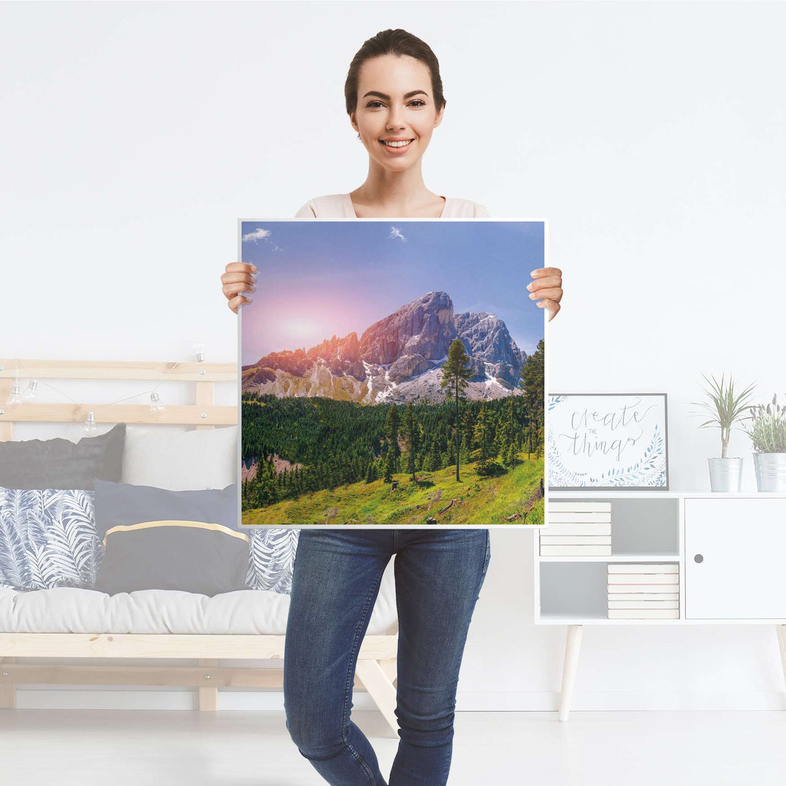 Möbel Klebefolie Alpenblick - IKEA Hemnes Beistelltisch 55x55 cm - Folie