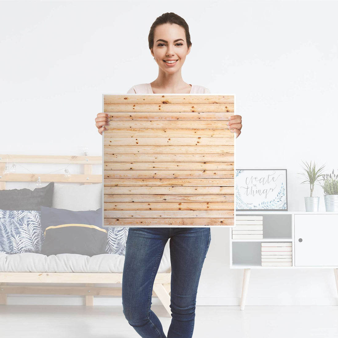 Möbel Klebefolie Bright Planks - IKEA Hemnes Beistelltisch 55x55 cm - Folie