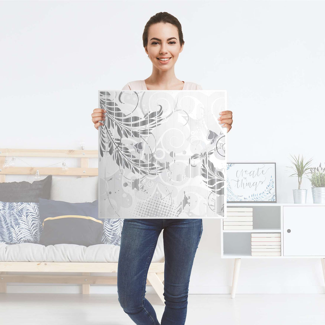 Möbel Klebefolie Florals Plain 2 - IKEA Hemnes Beistelltisch 55x55 cm - Folie