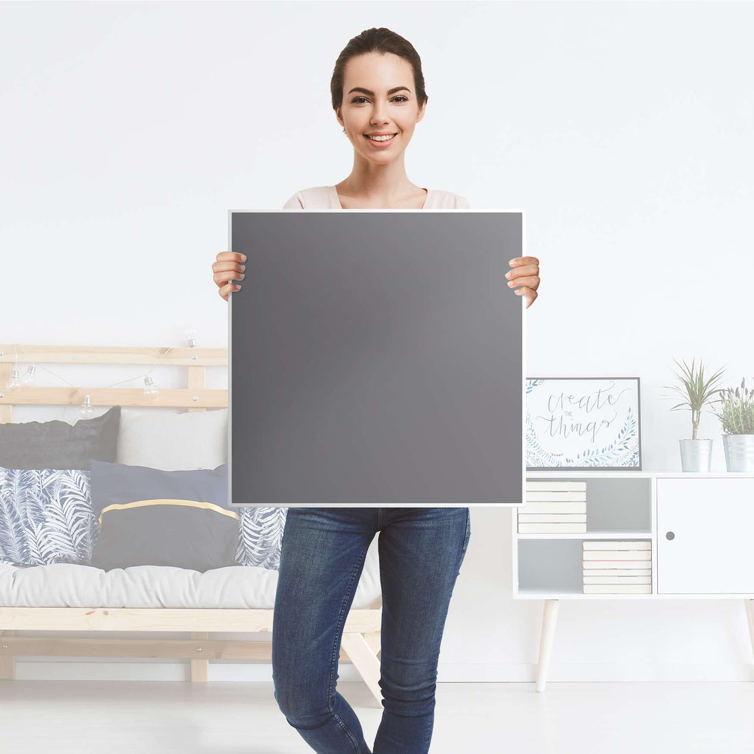 Möbel Klebefolie Grau Light - IKEA Hemnes Beistelltisch 55x55 cm - Folie