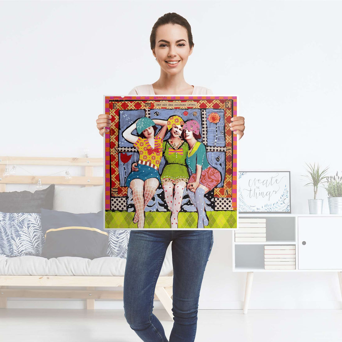 Möbel Klebefolie Her mit dem schönen Leben - IKEA Hemnes Beistelltisch 55x55 cm - Folie
