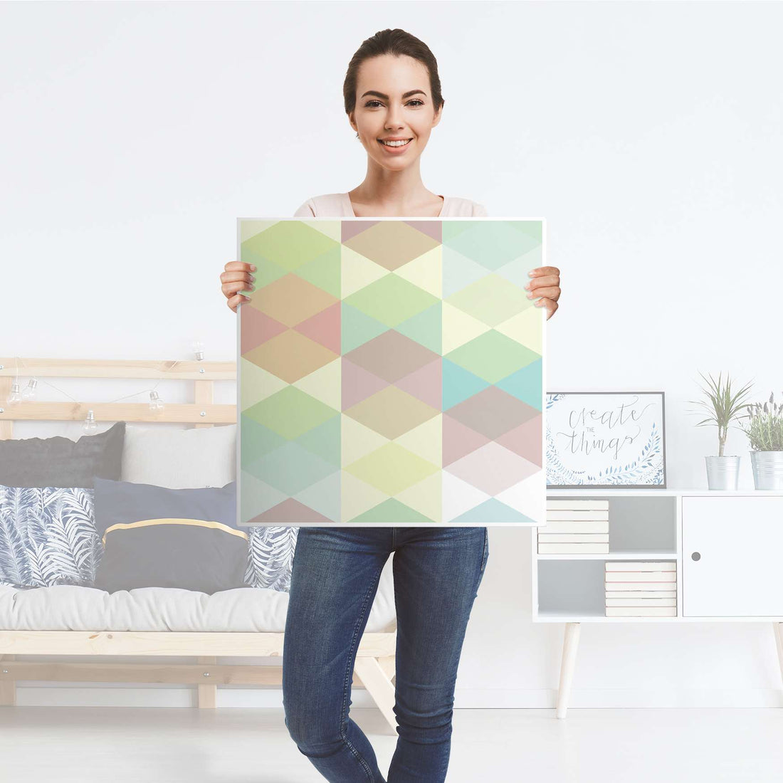 Möbel Klebefolie Melitta Pastell Geometrie - IKEA Hemnes Beistelltisch 55x55 cm - Folie