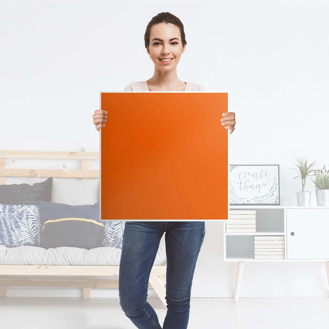 Möbel Klebefolie Orange Dark - IKEA Hemnes Beistelltisch 55x55 cm - Folie