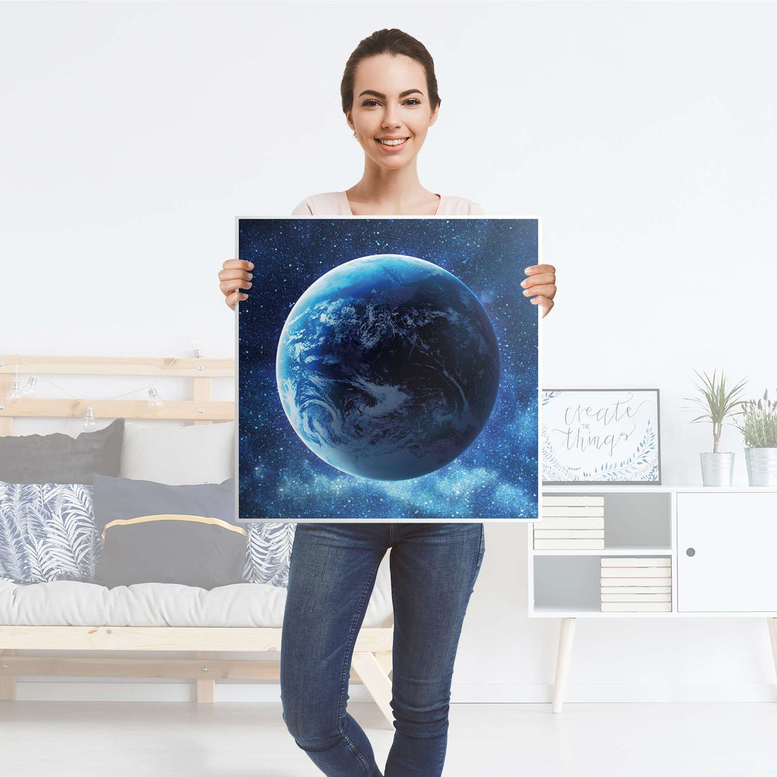 Möbel Klebefolie Planet Blue - IKEA Hemnes Beistelltisch 55x55 cm - Folie