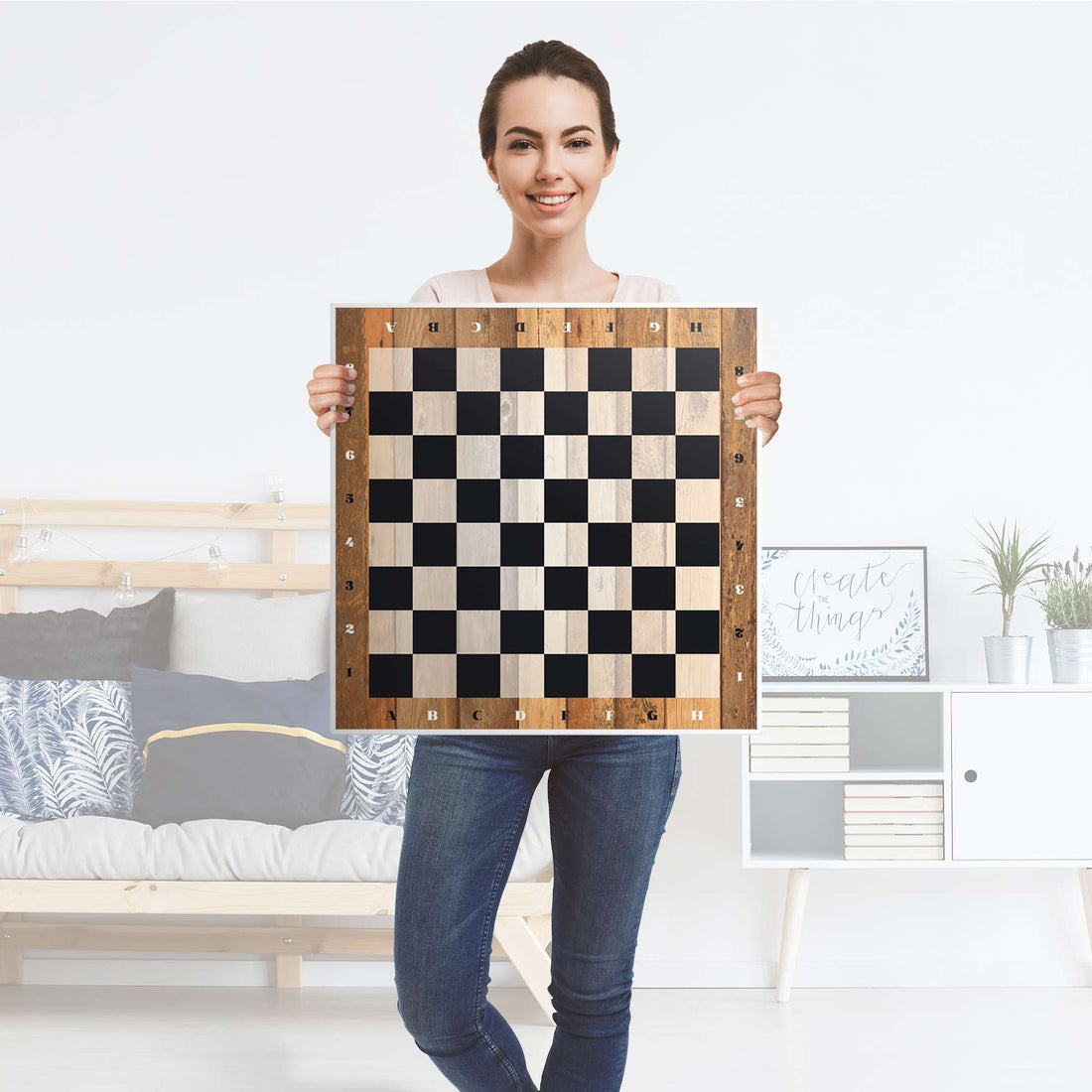 Möbel Klebefolie Spieltisch Schach - IKEA Hemnes Beistelltisch 55x55 cm - Folie