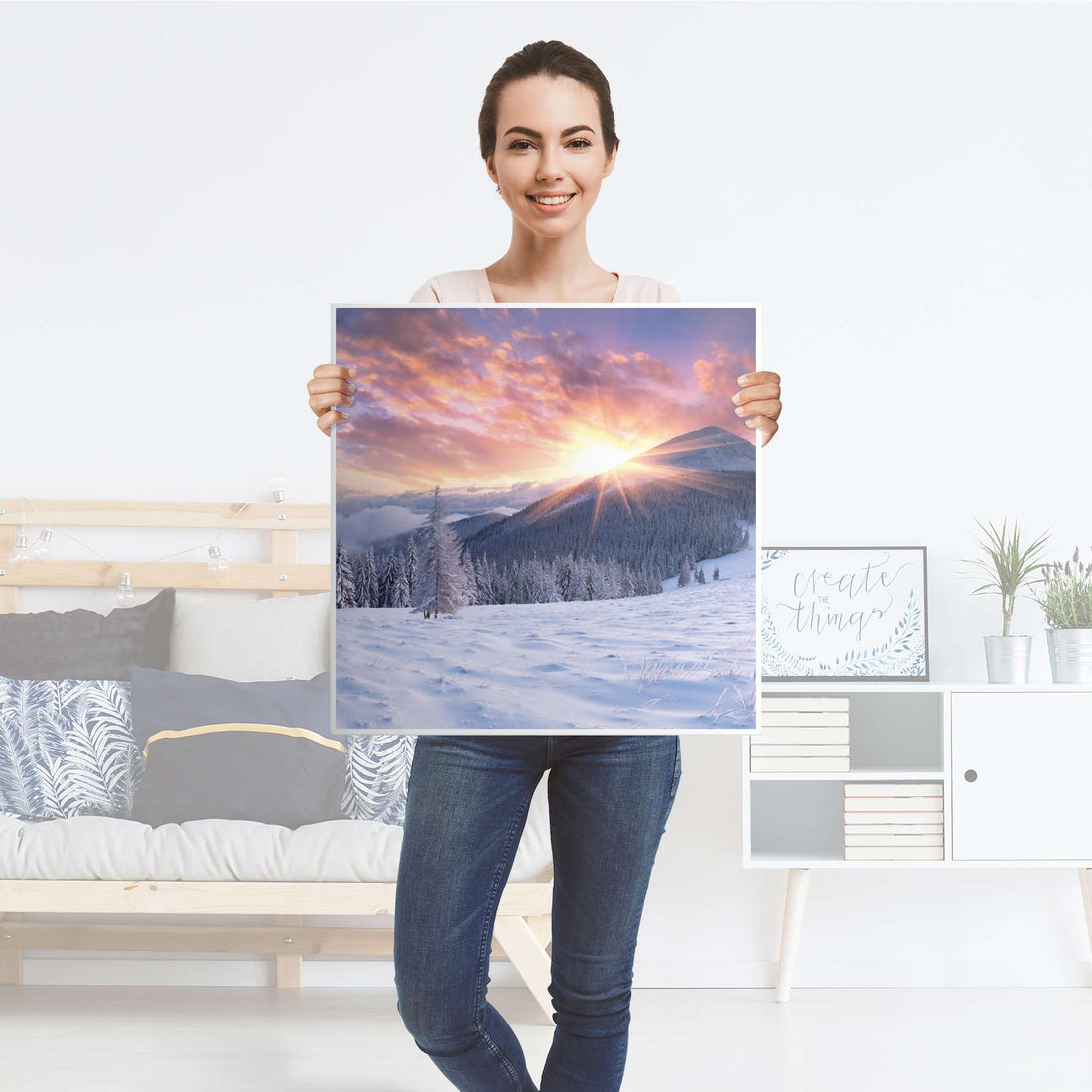 Möbel Klebefolie Zauberhafte Winterlandschaft - IKEA Hemnes Beistelltisch 55x55 cm - Folie