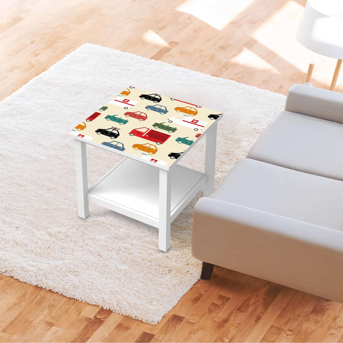 Möbel Klebefolie Cars - IKEA Hemnes Beistelltisch 55x55 cm - Kinderzimmer