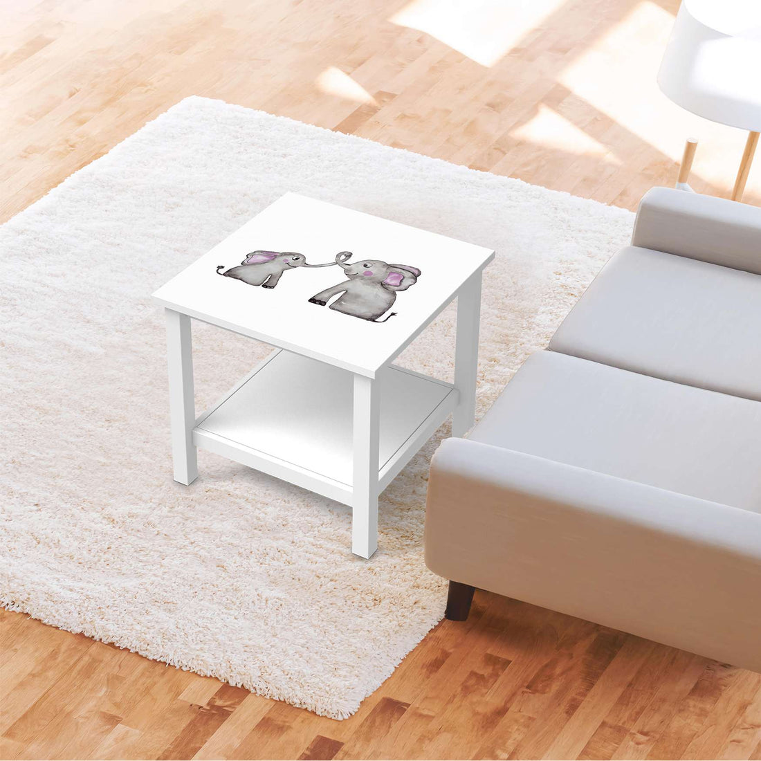 Möbel Klebefolie Elefanten - IKEA Hemnes Beistelltisch 55x55 cm - Kinderzimmer