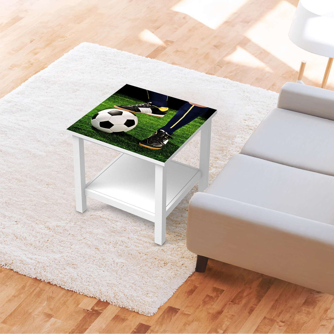 Möbel Klebefolie Fussballstar - IKEA Hemnes Beistelltisch 55x55 cm - Kinderzimmer
