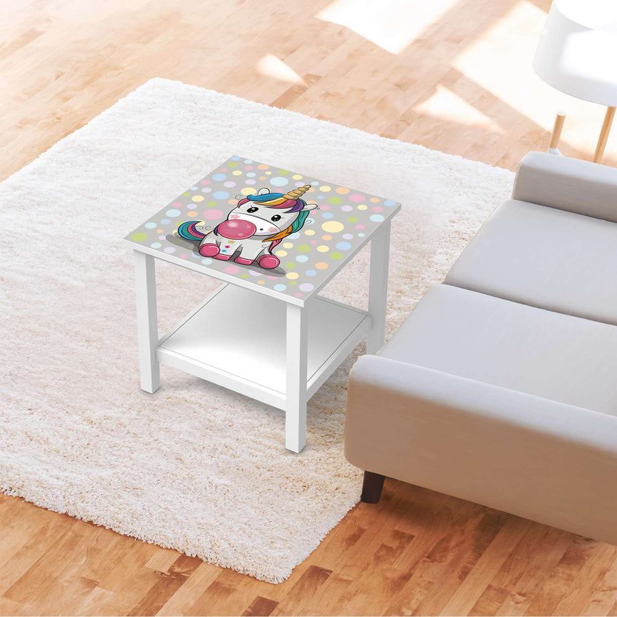 Möbel Klebefolie Rainbow das Einhorn - IKEA Hemnes Beistelltisch 55x55 cm - Kinderzimmer