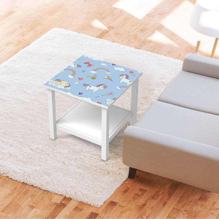 Möbel Klebefolie Rainbow Unicorn - IKEA Hemnes Beistelltisch 55x55 cm - Kinderzimmer