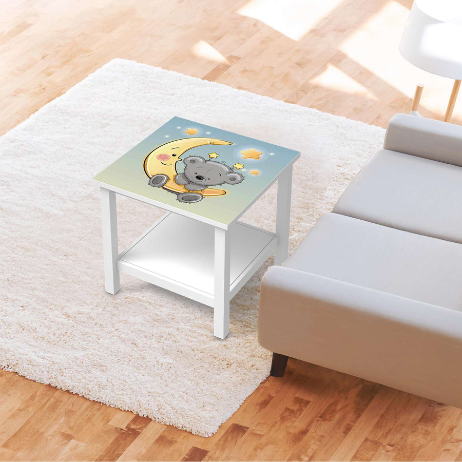 Möbel Klebefolie Teddy und Mond - IKEA Hemnes Beistelltisch 55x55 cm - Kinderzimmer