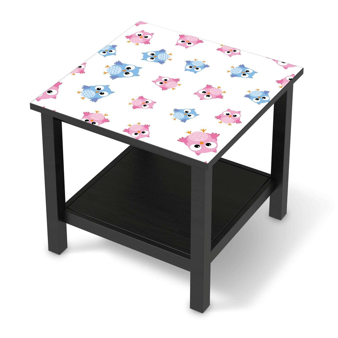 Möbel Klebefolie Eulenparty - IKEA Hemnes Beistelltisch 55x55 cm - schwarz