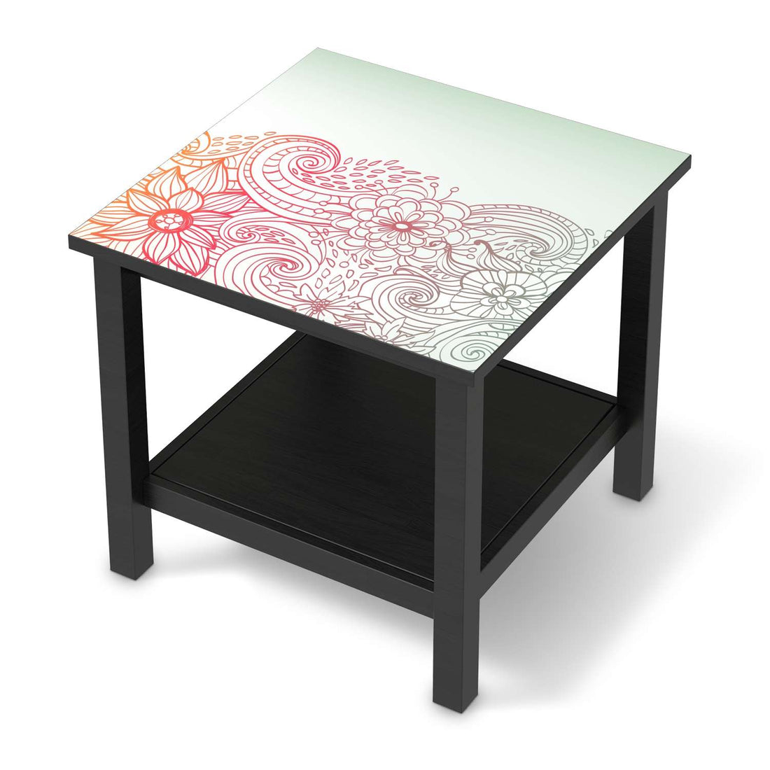 Möbel Klebefolie Floral Doodle - IKEA Hemnes Beistelltisch 55x55 cm - schwarz