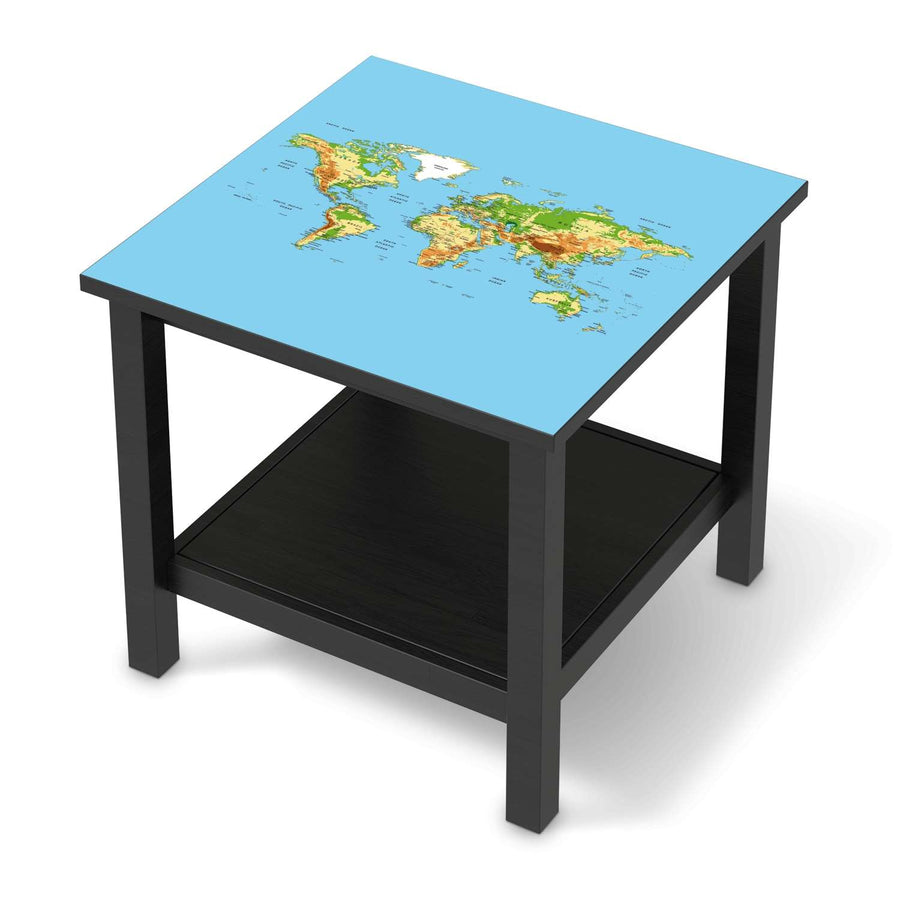 Möbel Klebefolie Geografische Weltkarte - IKEA Hemnes Beistelltisch 55x55 cm - schwarz