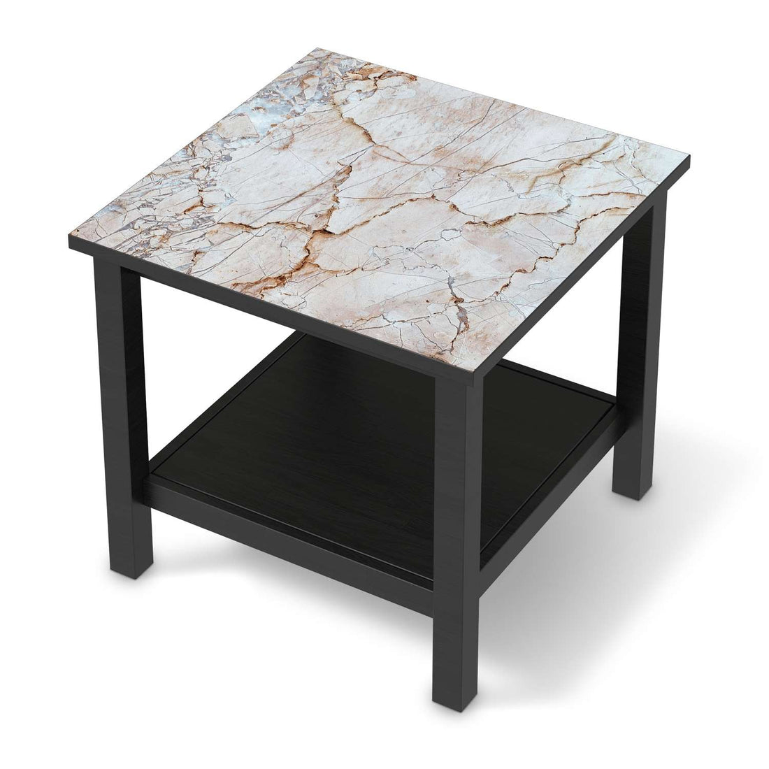 Möbel Klebefolie Marmor rosa - IKEA Hemnes Beistelltisch 55x55 cm - schwarz