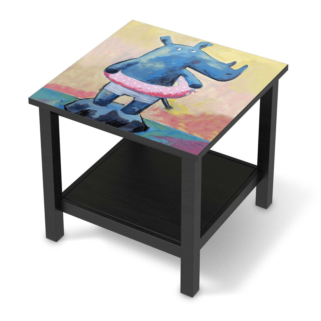 Möbel Klebefolie Nashorn - IKEA Hemnes Beistelltisch 55x55 cm - schwarz