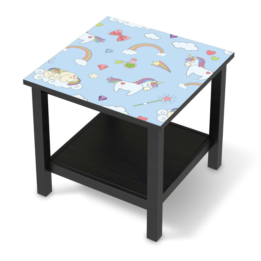 Möbel Klebefolie Rainbow Unicorn - IKEA Hemnes Beistelltisch 55x55 cm - schwarz