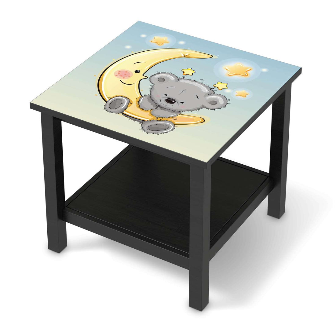 Möbel Klebefolie Teddy und Mond - IKEA Hemnes Beistelltisch 55x55 cm - schwarz