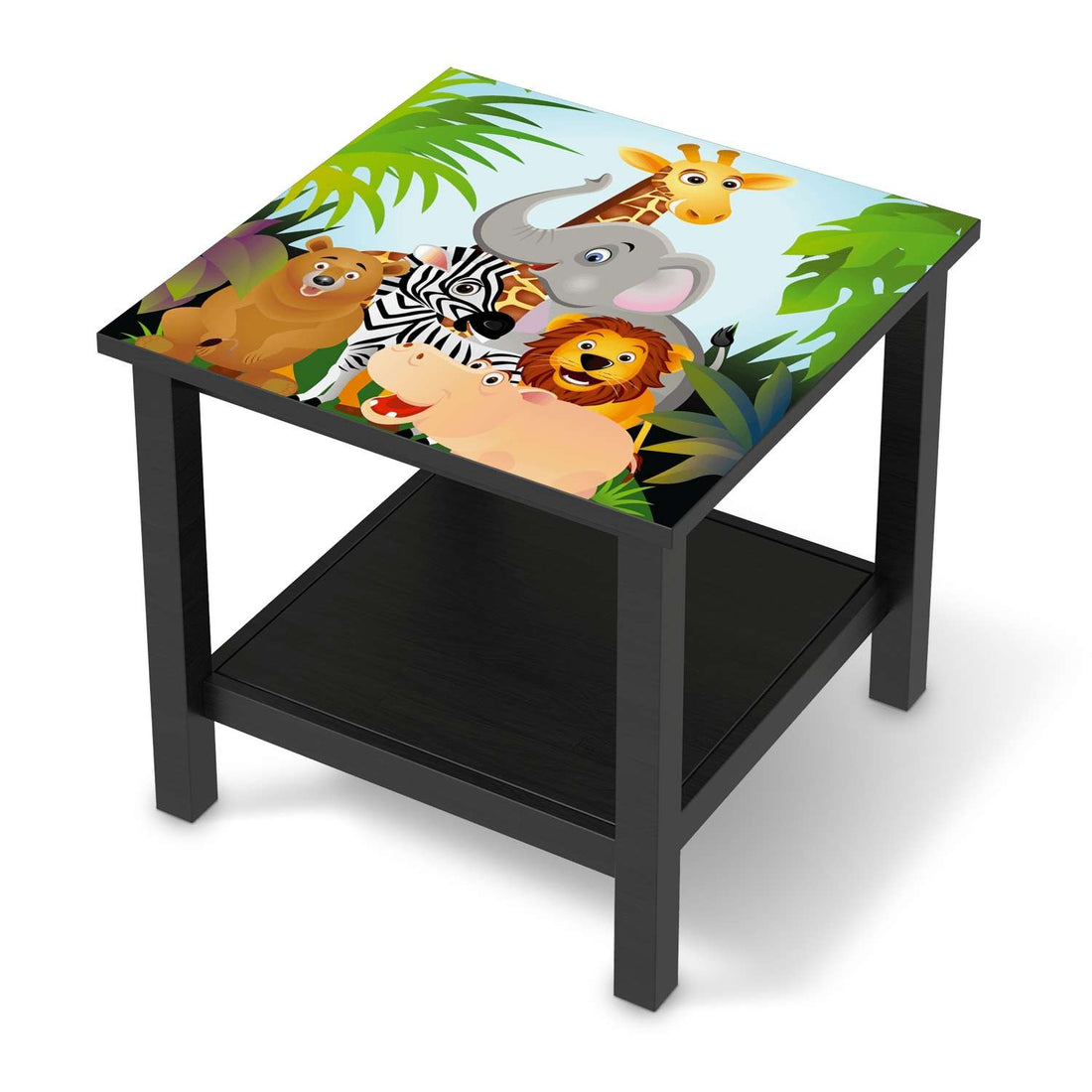 Möbel Klebefolie Wild Animals - IKEA Hemnes Beistelltisch 55x55 cm - schwarz