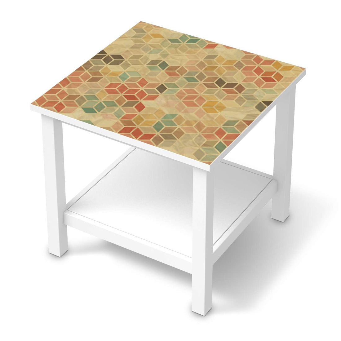 Möbel Klebefolie 3D Retro - IKEA Hemnes Beistelltisch 55x55 cm  - weiss