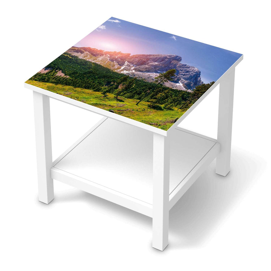 Möbel Klebefolie Alpenblick - IKEA Hemnes Beistelltisch 55x55 cm  - weiss