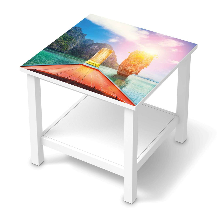 Möbel Klebefolie Blue Water Lagoon - IKEA Hemnes Beistelltisch 55x55 cm  - weiss