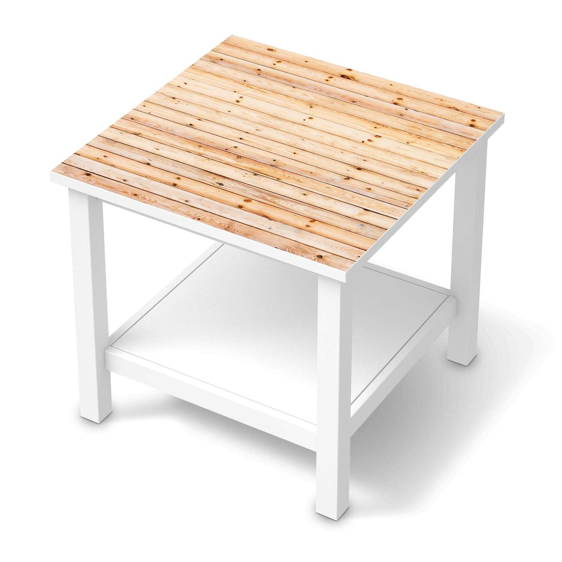 Möbel Klebefolie Bright Planks - IKEA Hemnes Beistelltisch 55x55 cm  - weiss