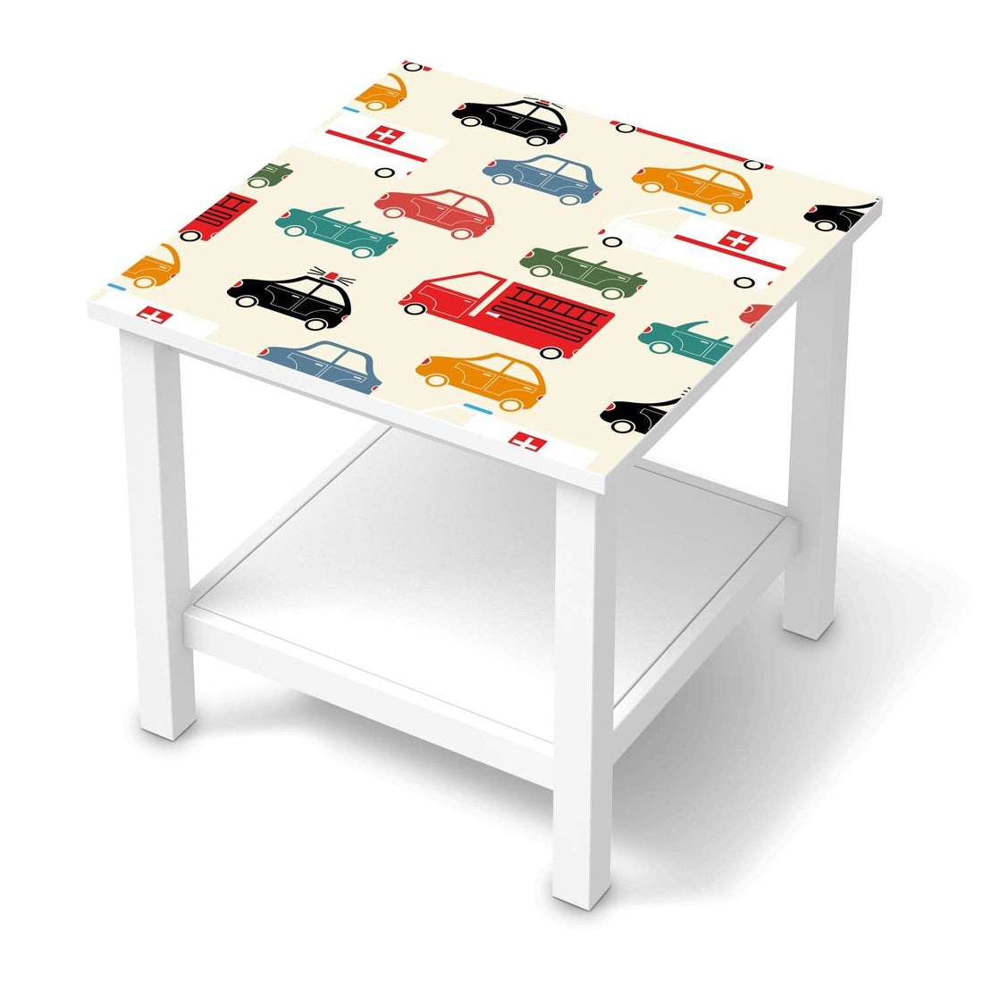 Möbel Klebefolie Cars - IKEA Hemnes Beistelltisch 55x55 cm  - weiss