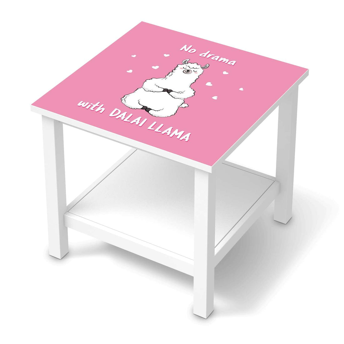 Möbel Klebefolie Dalai Llama - IKEA Hemnes Beistelltisch 55x55 cm  - weiss