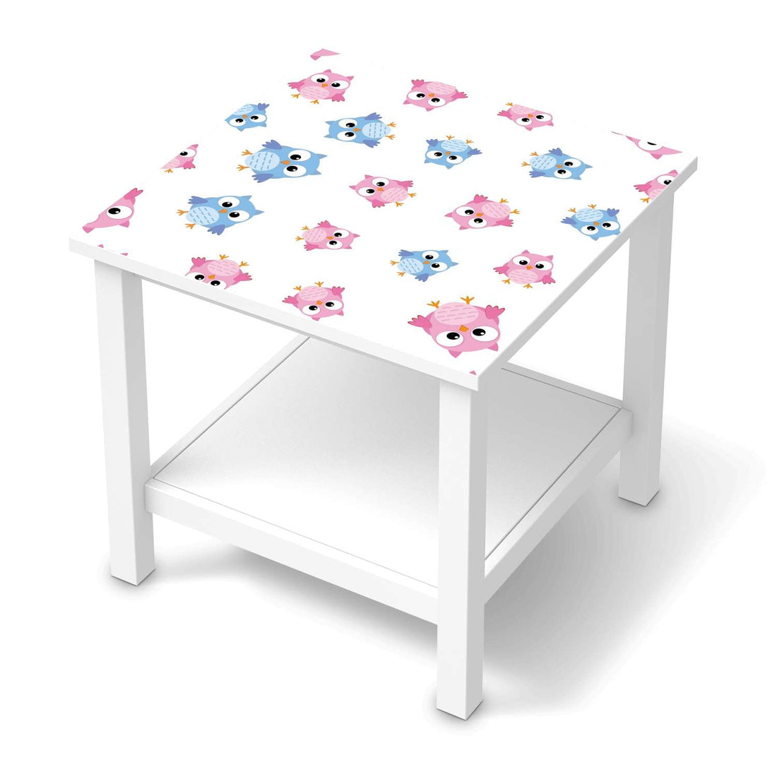 Möbel Klebefolie Eulenparty - IKEA Hemnes Beistelltisch 55x55 cm  - weiss