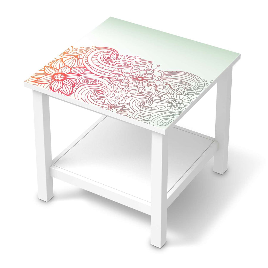 Möbel Klebefolie Floral Doodle - IKEA Hemnes Beistelltisch 55x55 cm  - weiss