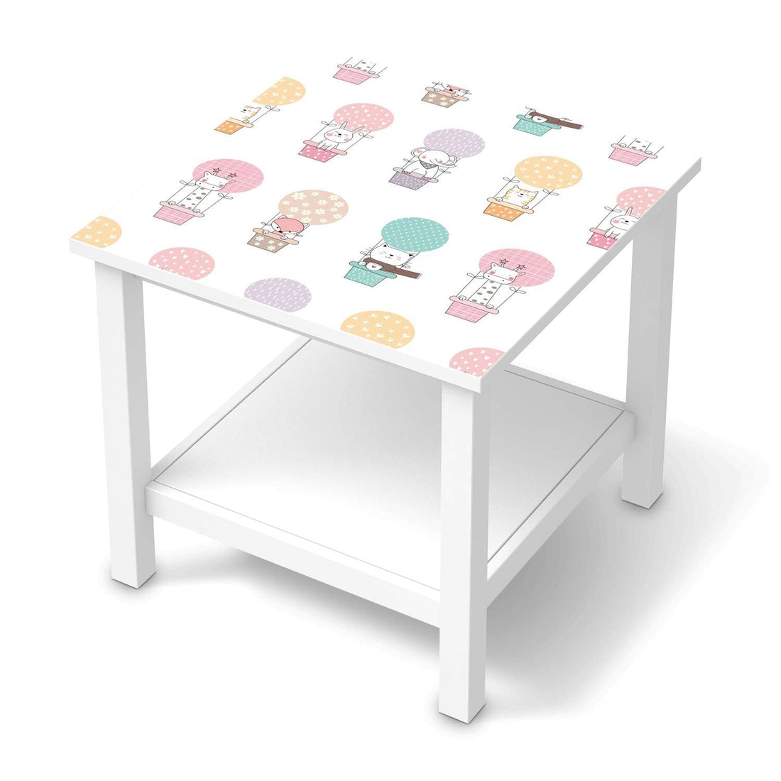 Möbel Klebefolie Flying Animals - IKEA Hemnes Beistelltisch 55x55 cm  - weiss