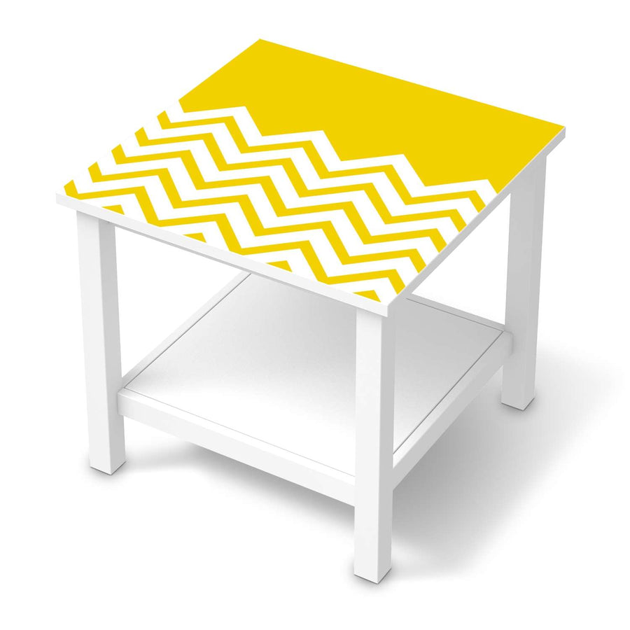 Möbel Klebefolie Gelbe Zacken - IKEA Hemnes Beistelltisch 55x55 cm  - weiss