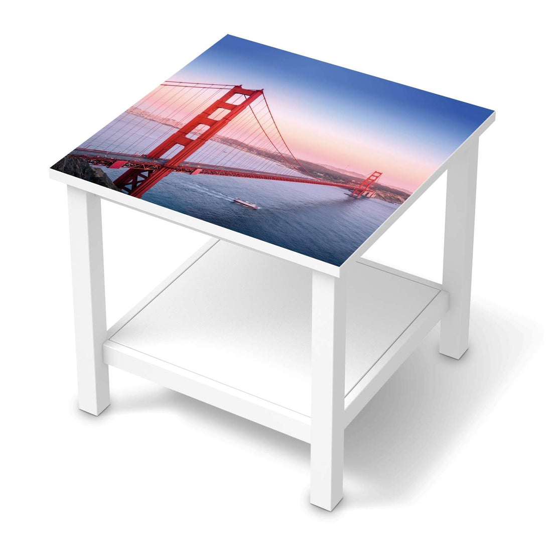 Möbel Klebefolie Golden Gate - IKEA Hemnes Beistelltisch 55x55 cm  - weiss