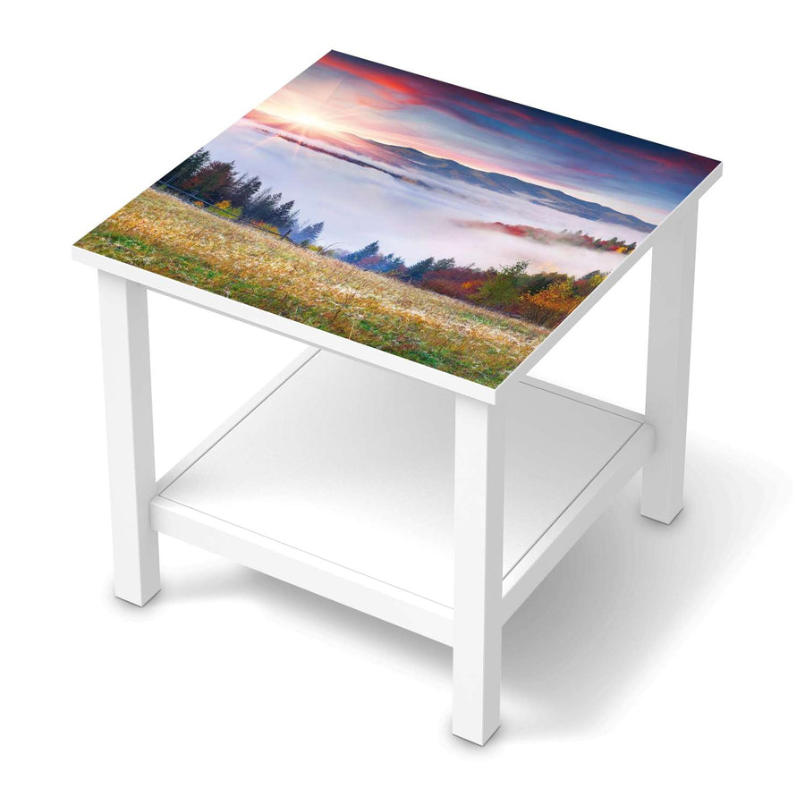 Möbel Klebefolie Herbstwald - IKEA Hemnes Beistelltisch 55x55 cm  - weiss