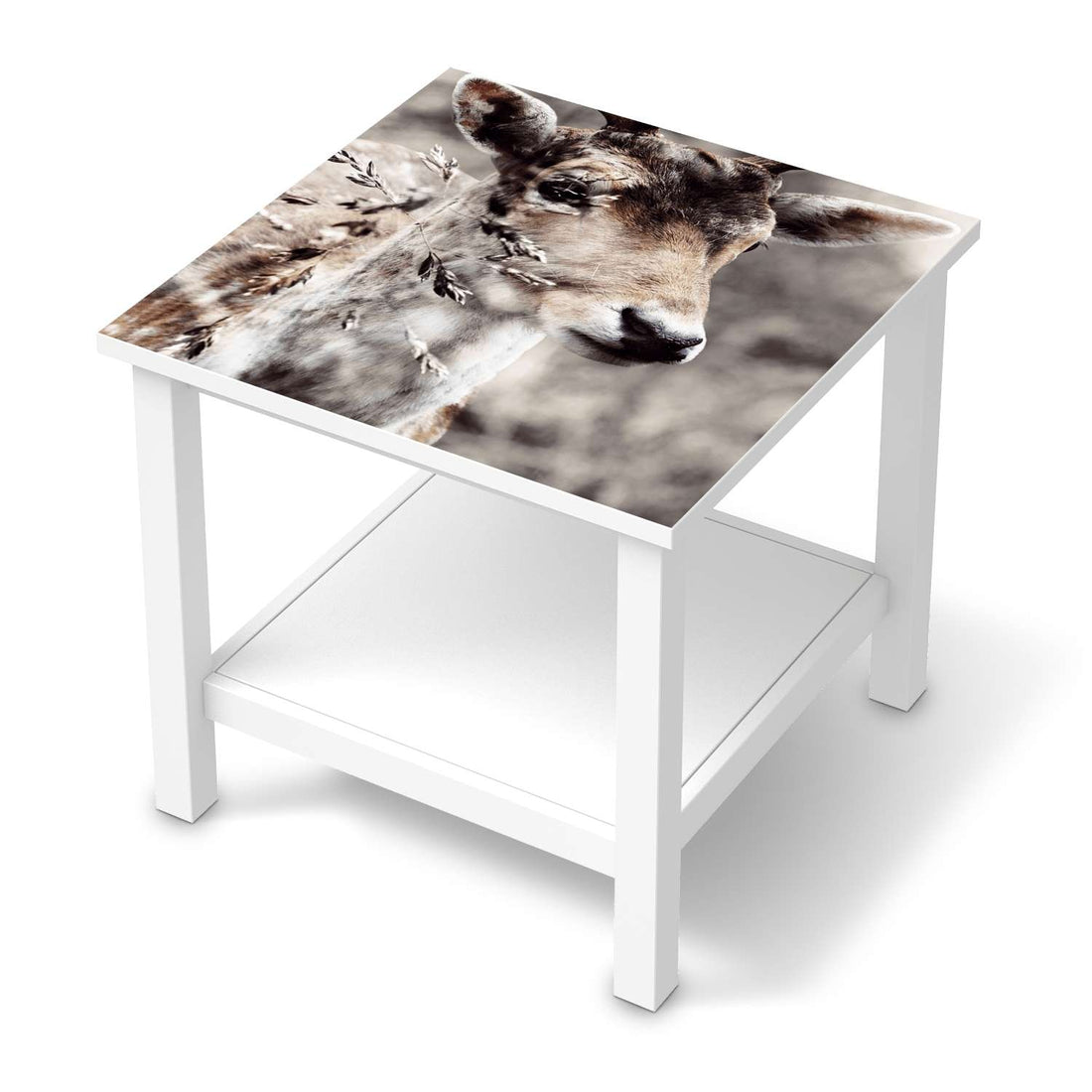 Möbel Klebefolie Hirsch - IKEA Hemnes Beistelltisch 55x55 cm  - weiss