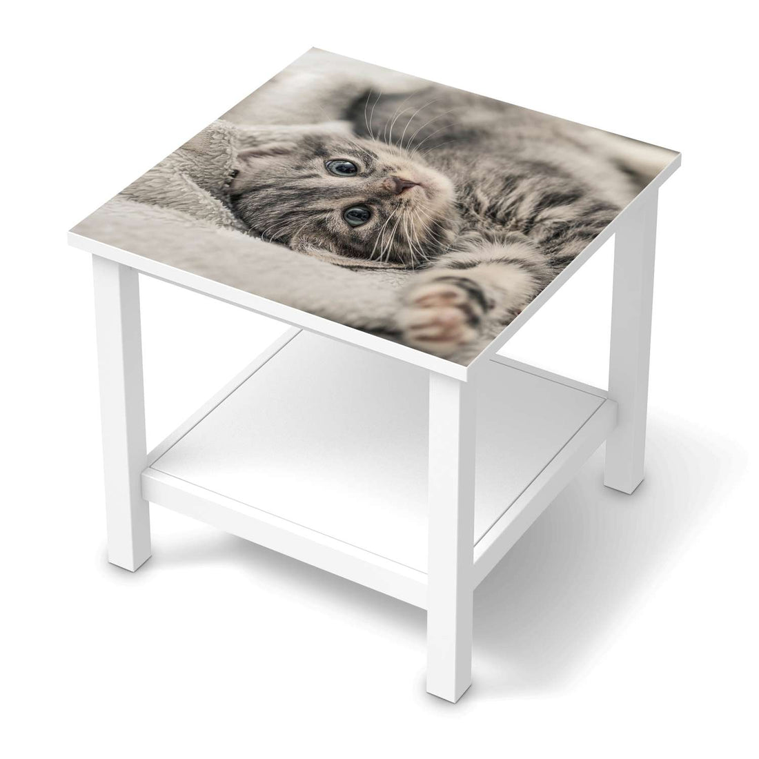 Möbel Klebefolie Kitty the Cat - IKEA Hemnes Beistelltisch 55x55 cm  - weiss