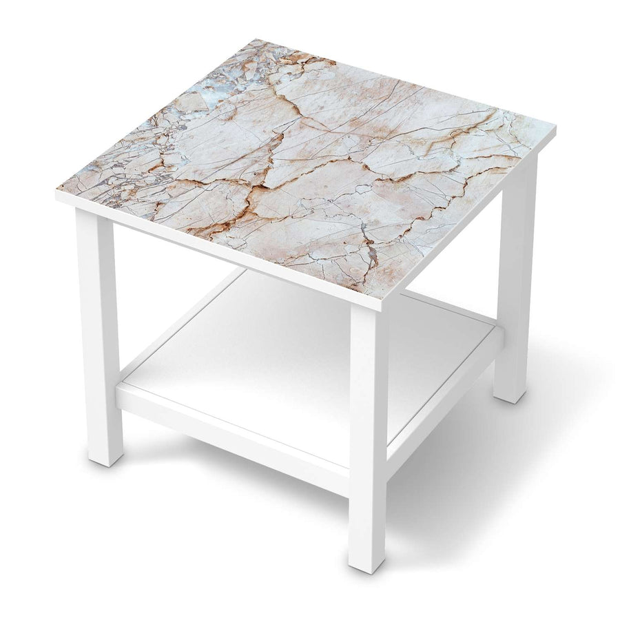 Möbel Klebefolie Marmor rosa - IKEA Hemnes Beistelltisch 55x55 cm  - weiss