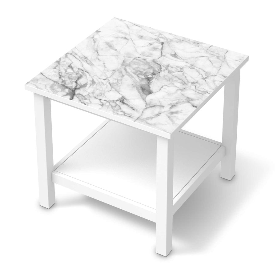 Möbel Klebefolie Marmor weiß - IKEA Hemnes Beistelltisch 55x55 cm  - weiss