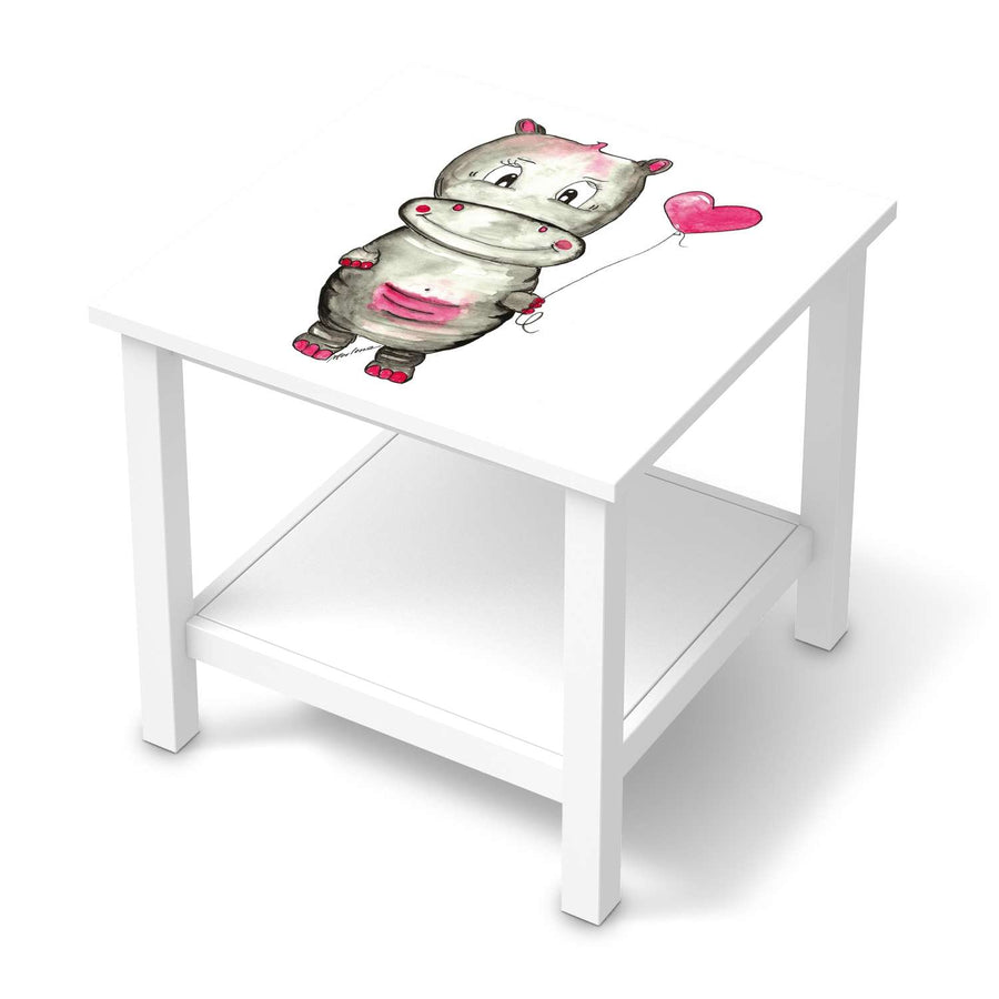 Möbel Klebefolie Nilpferd mit Herz - IKEA Hemnes Beistelltisch 55x55 cm  - weiss